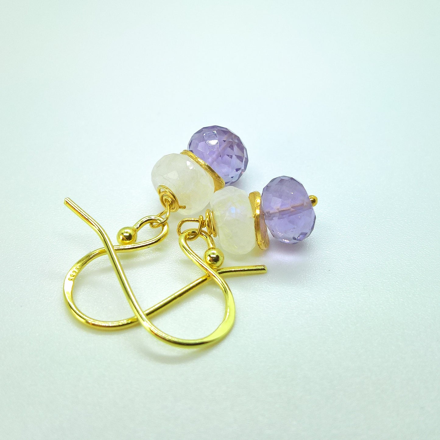 Amethyst and moonstone drop earrings