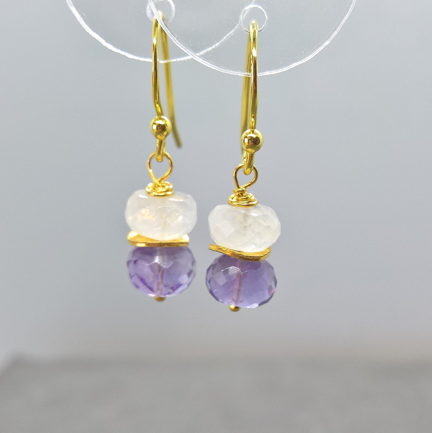 Amethyst and moonstone drop earrings