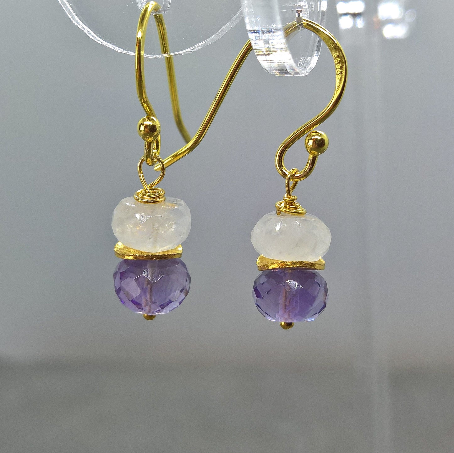 Amethyst and moonstone drop earrings