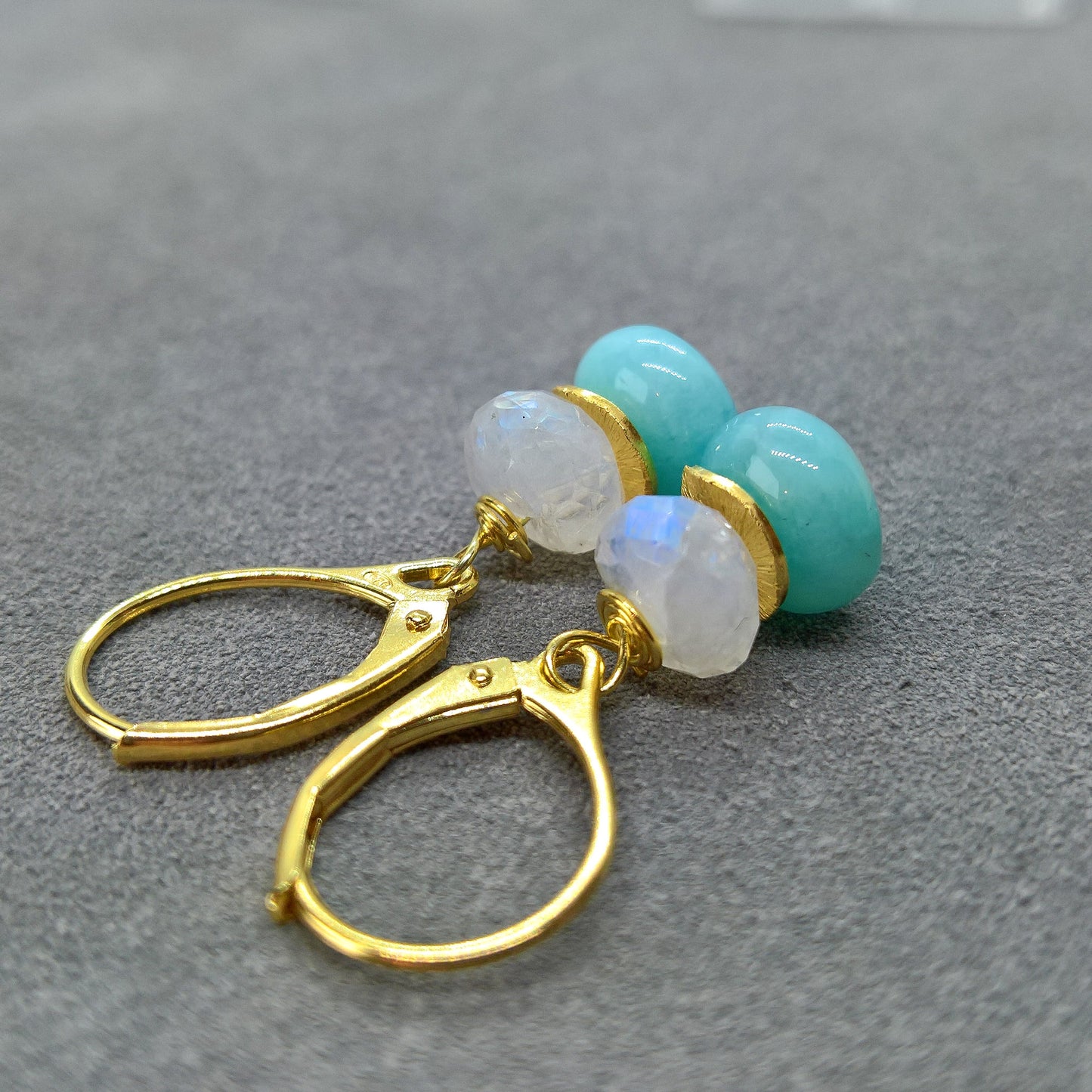 Moonstone and Amazonite drop earrings