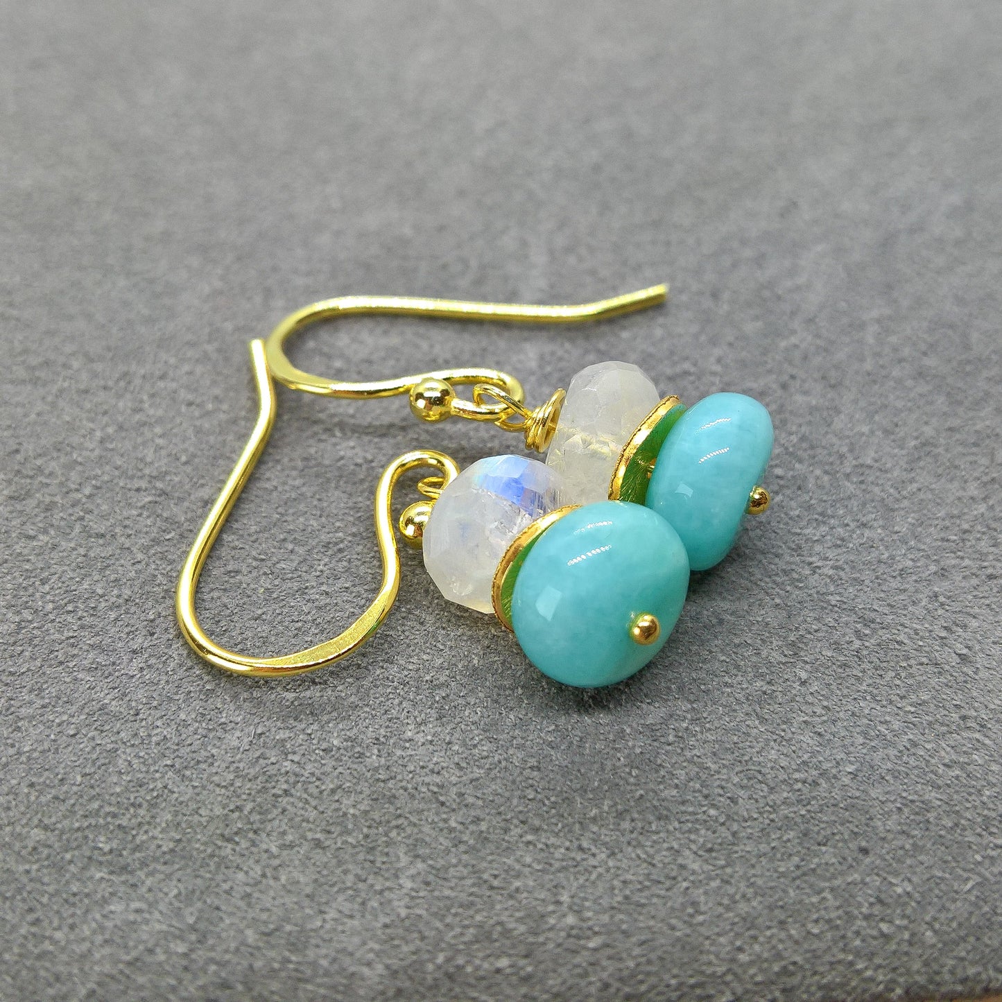 Moonstone and Amazonite drop earrings