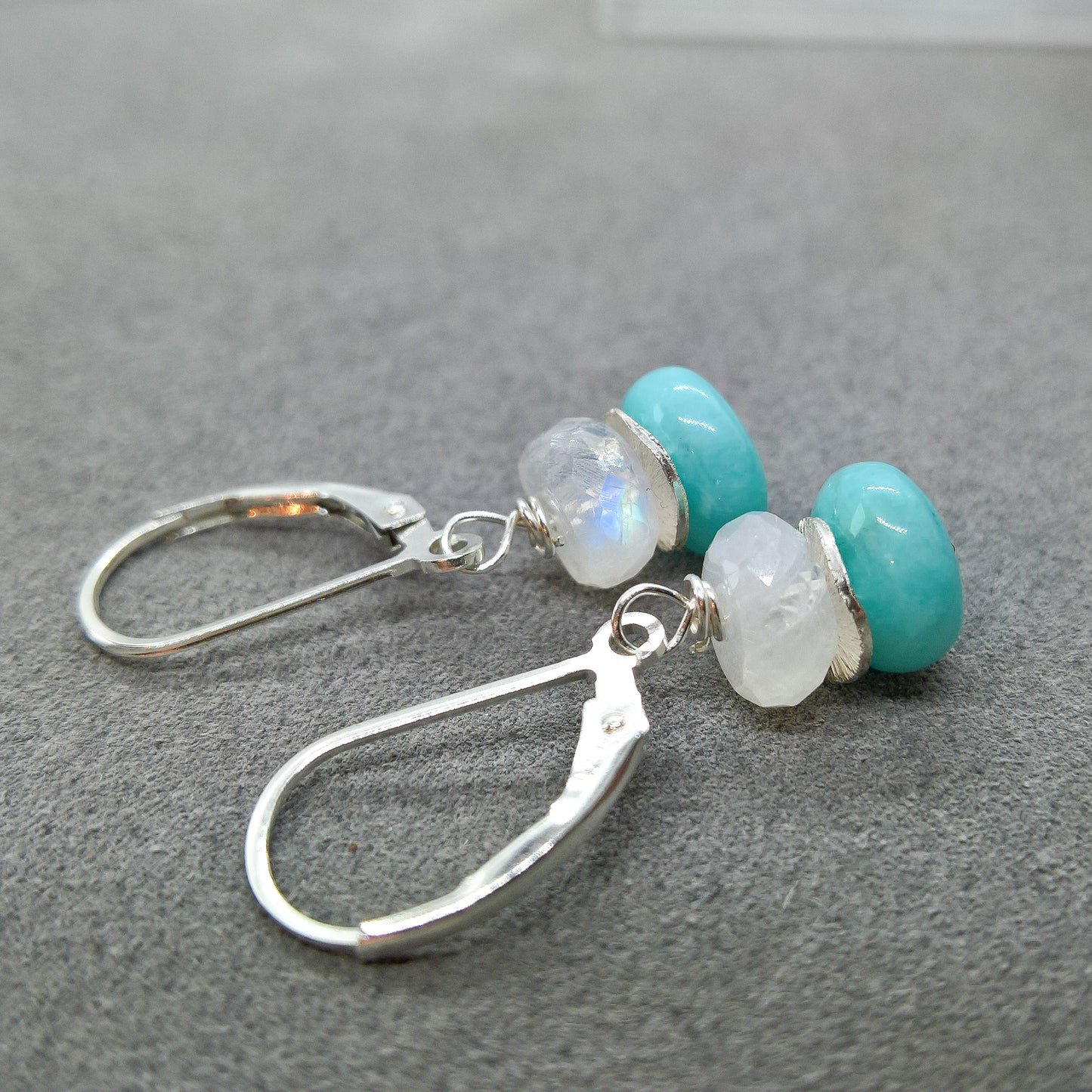 Moonstone and Amazonite drop earrings