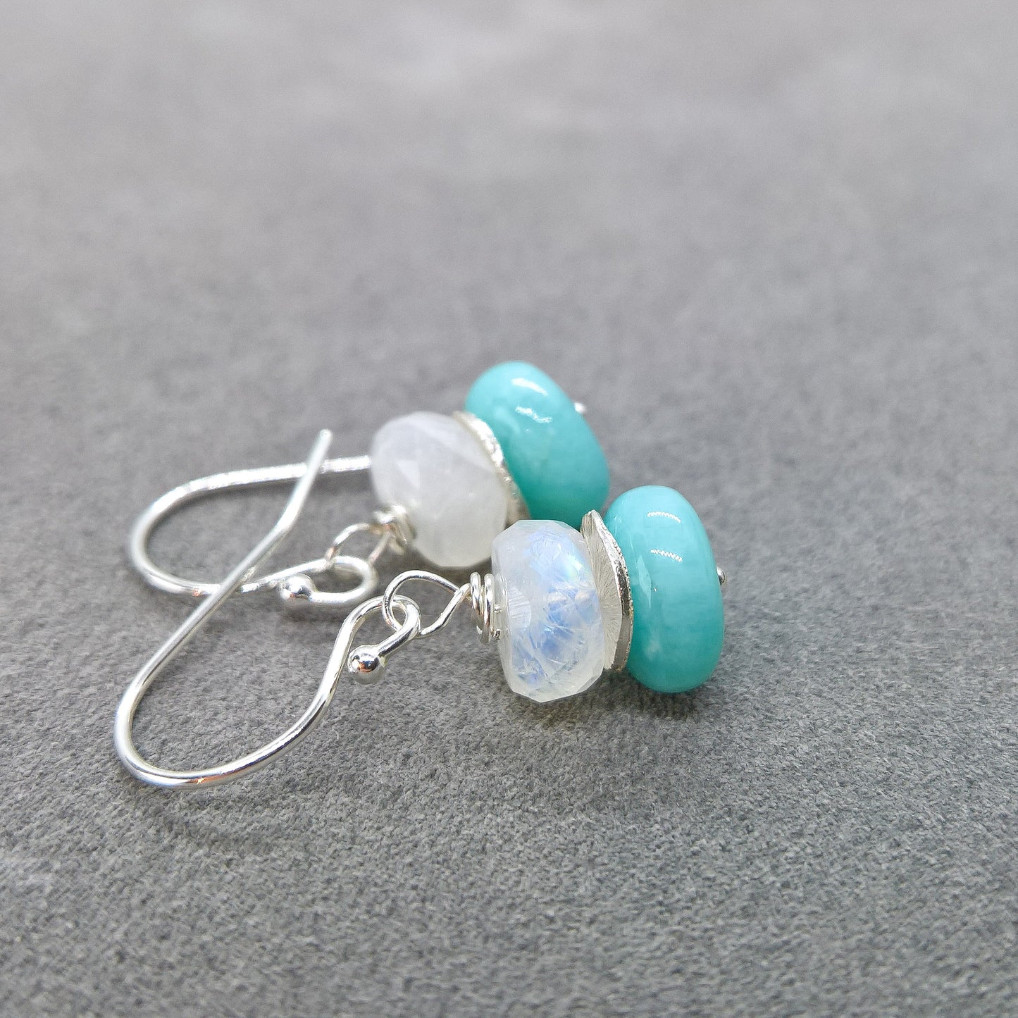 Moonstone and Amazonite drop earrings