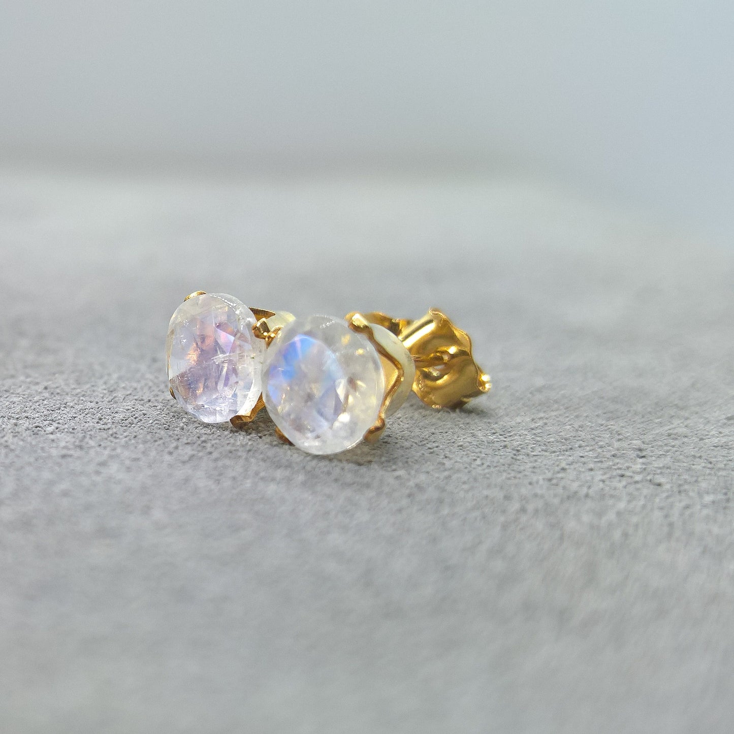 Moonstone stud earrings in gold filled or sterling silver