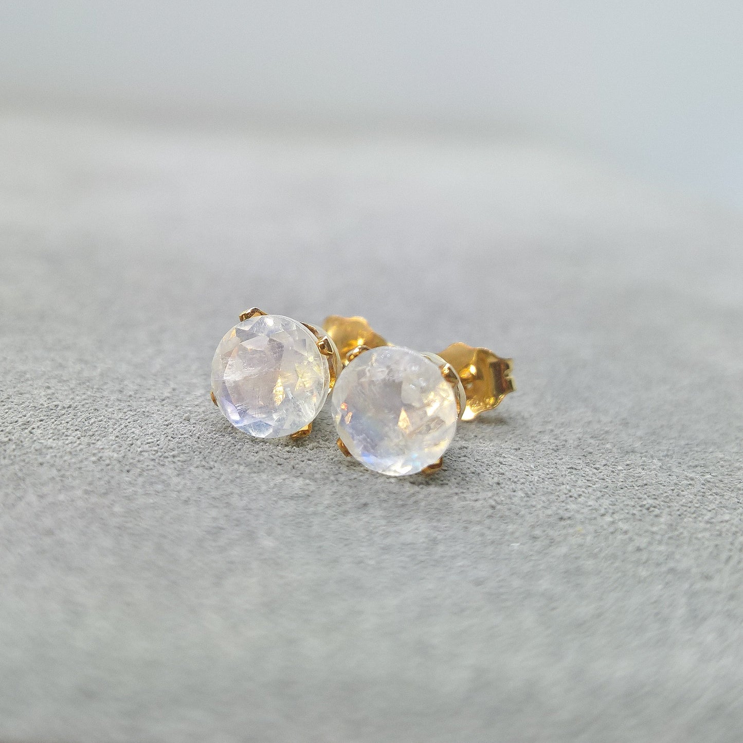 Moonstone stud earrings in gold filled or sterling silver