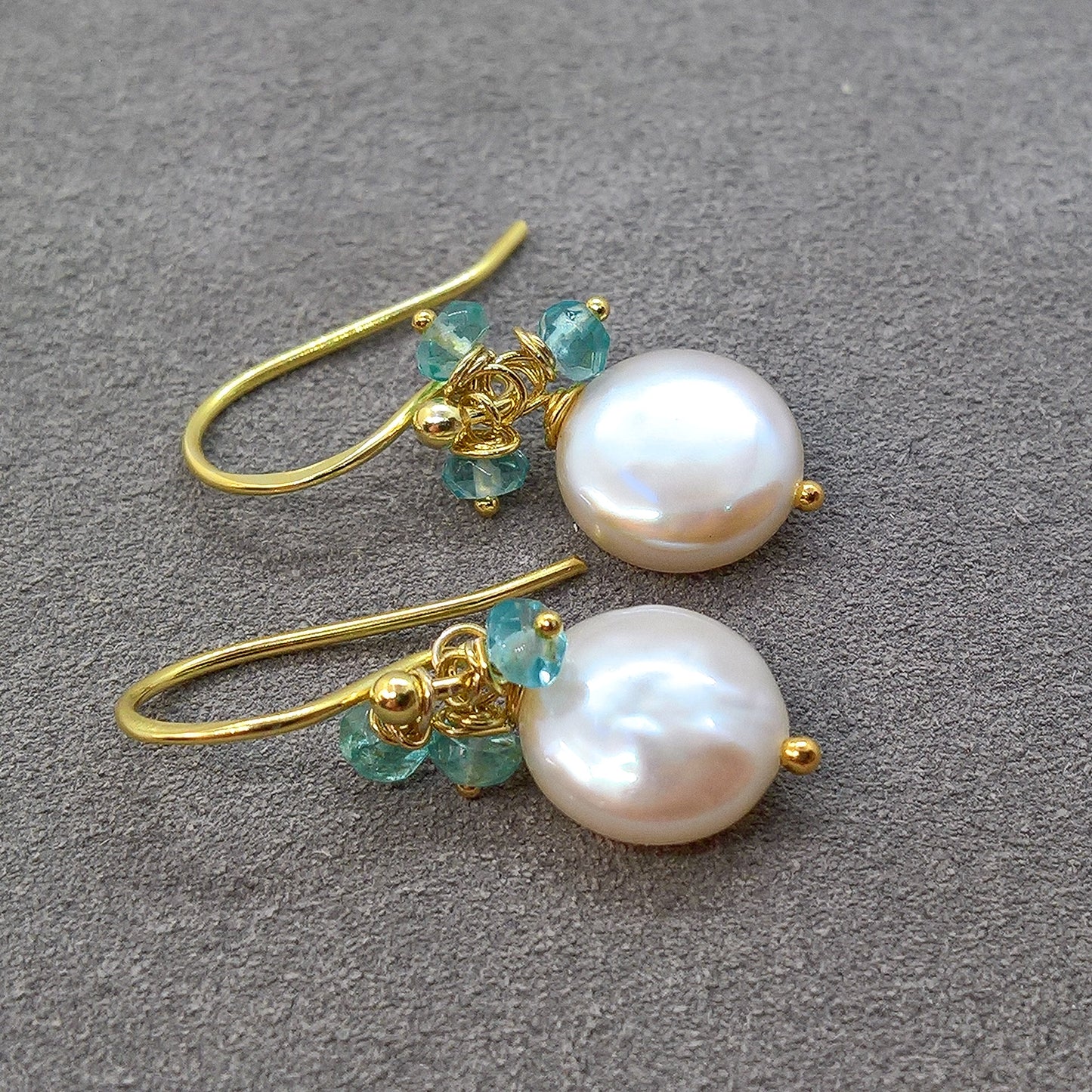 Pearl and Apatite drop earrings