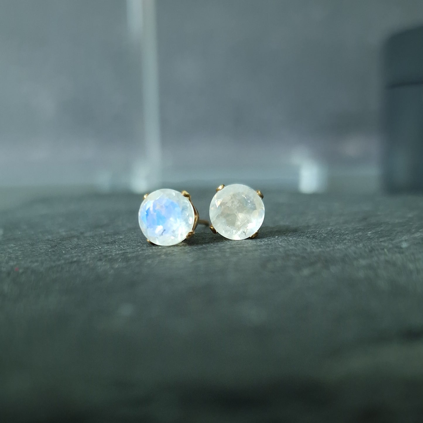 Moonstone stud earrings in gold filled or sterling silver