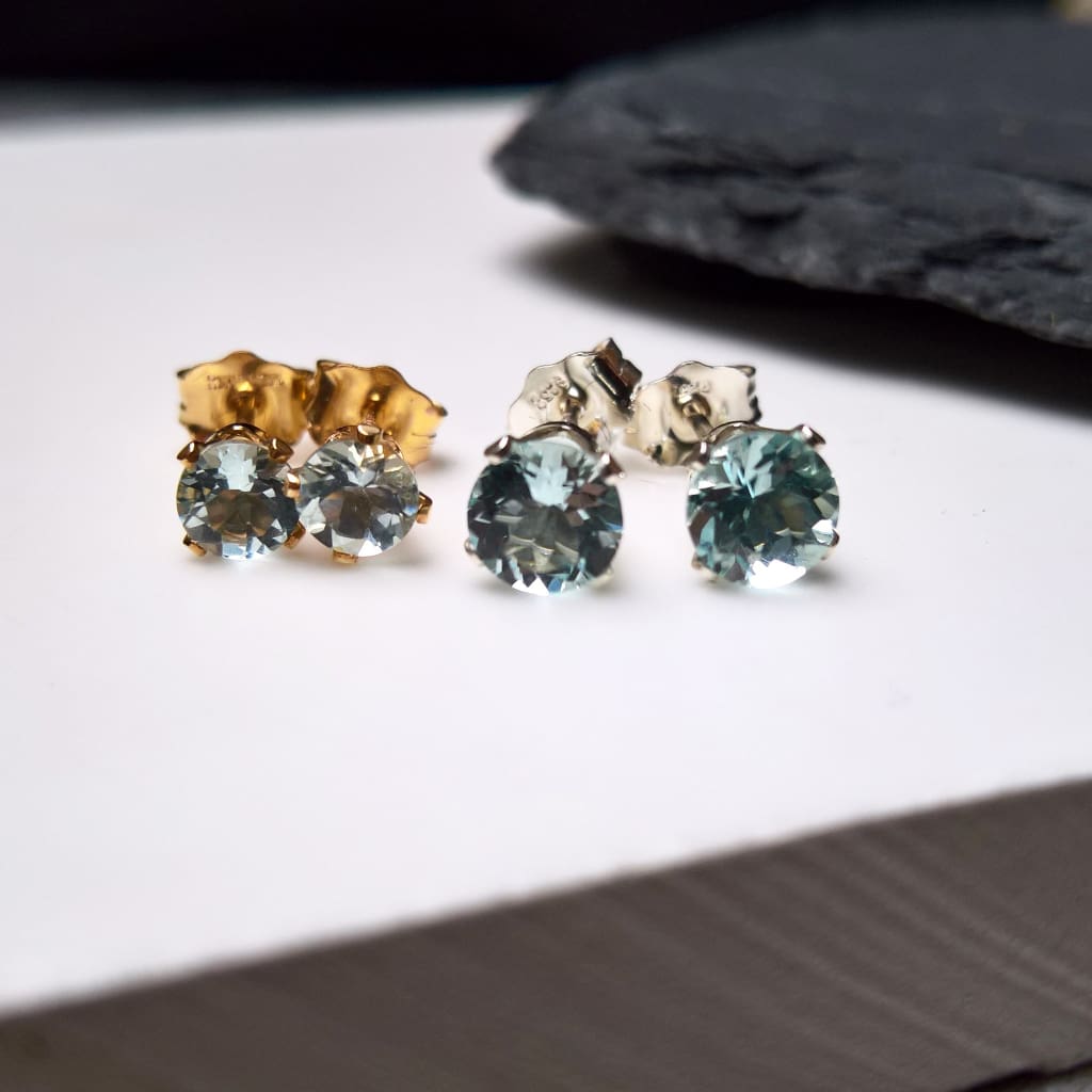 Aquamarine stud earrings in 14k gold filled or sterling silver