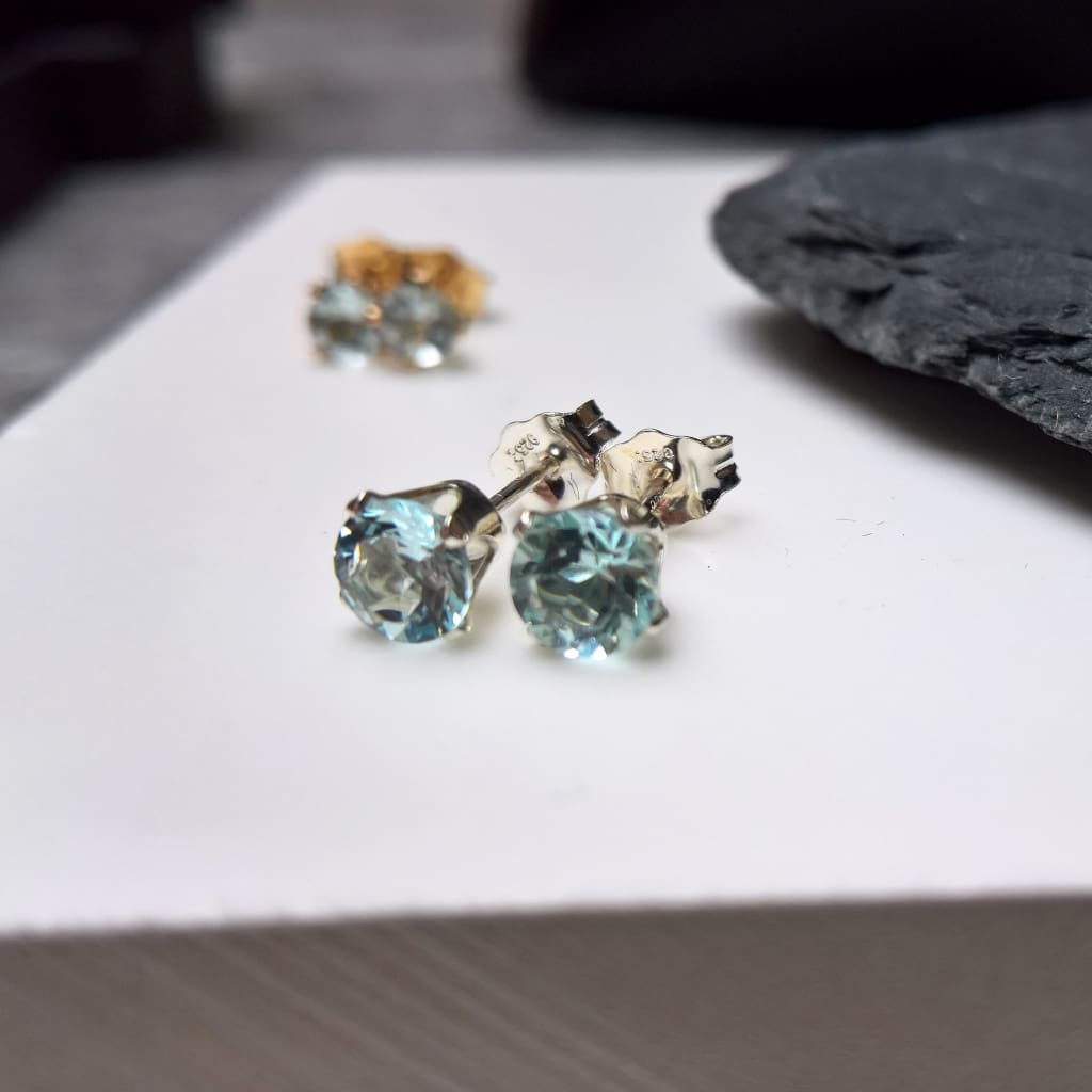 Aquamarine stud earrings in 14k gold filled or sterling silver