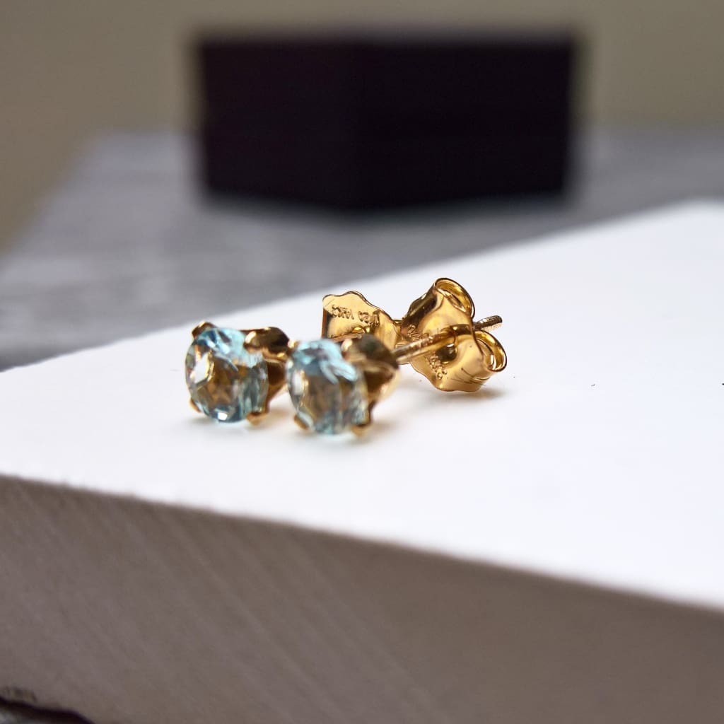 Aquamarine stud earrings in 14k gold filled or sterling silver