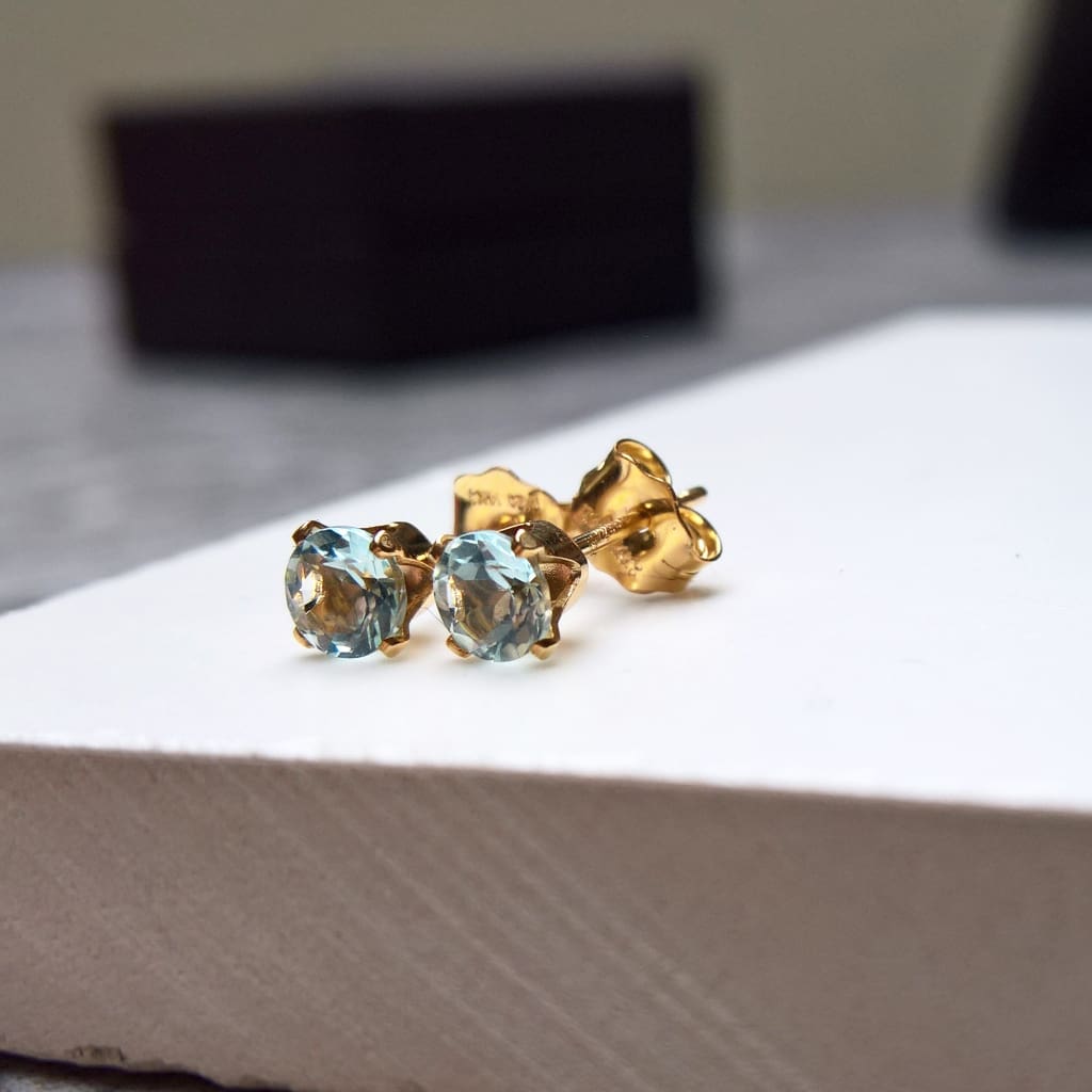 Aquamarine stud earrings in 14k gold filled or sterling silver