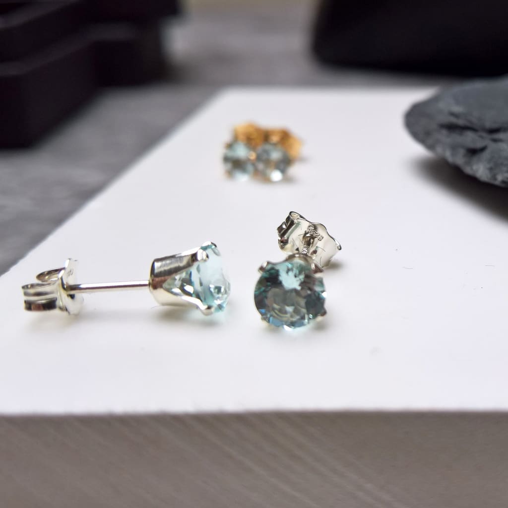 Aquamarine stud earrings in 14k gold filled or sterling silver