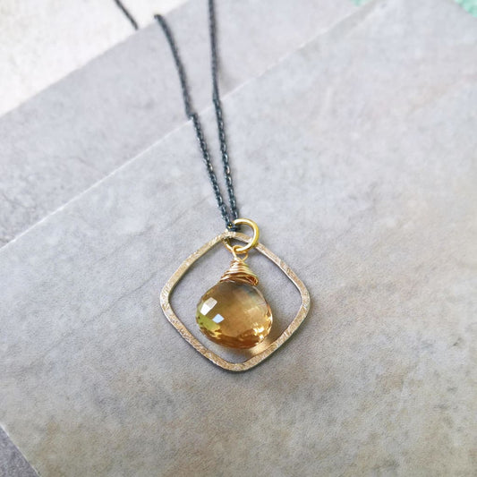 Citrine birthstone necklace