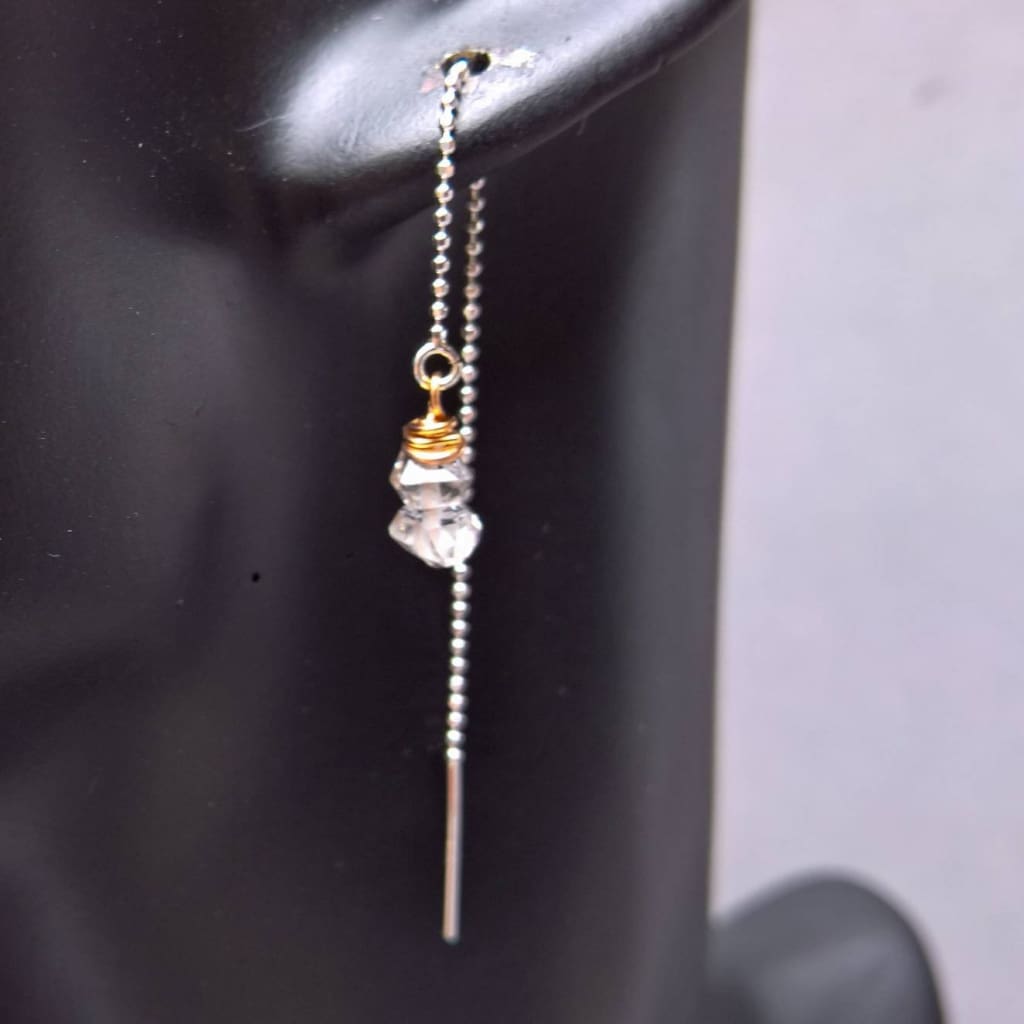 Herkimer diamond sterling silver threader earrings