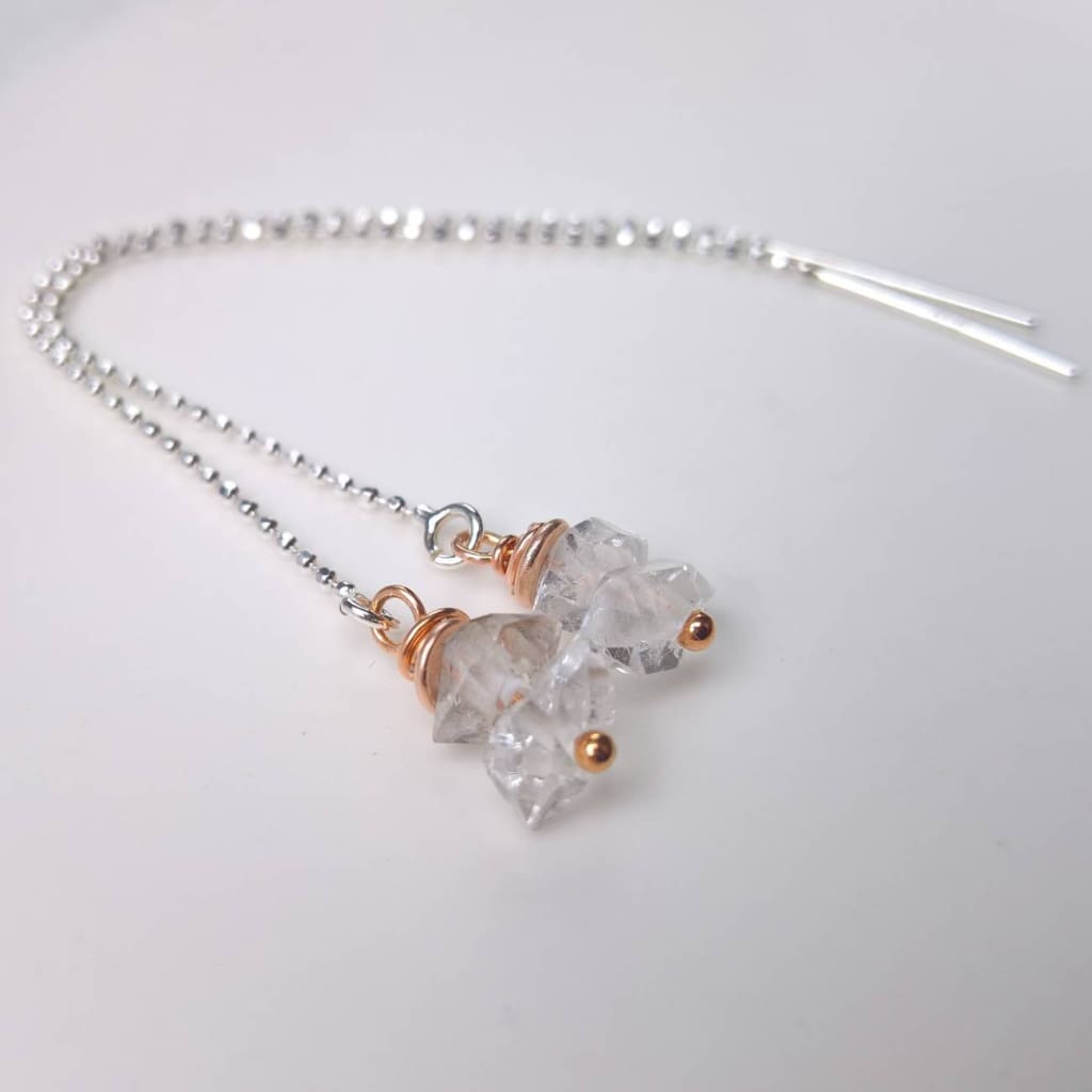Herkimer diamond sterling silver threader earrings