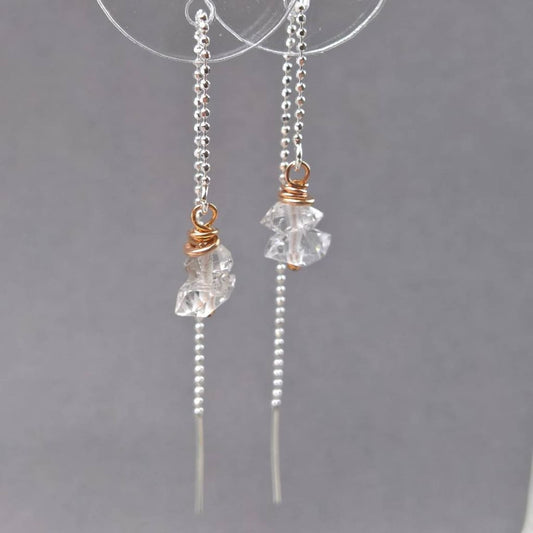 Herkimer diamond sterling silver threader earrings