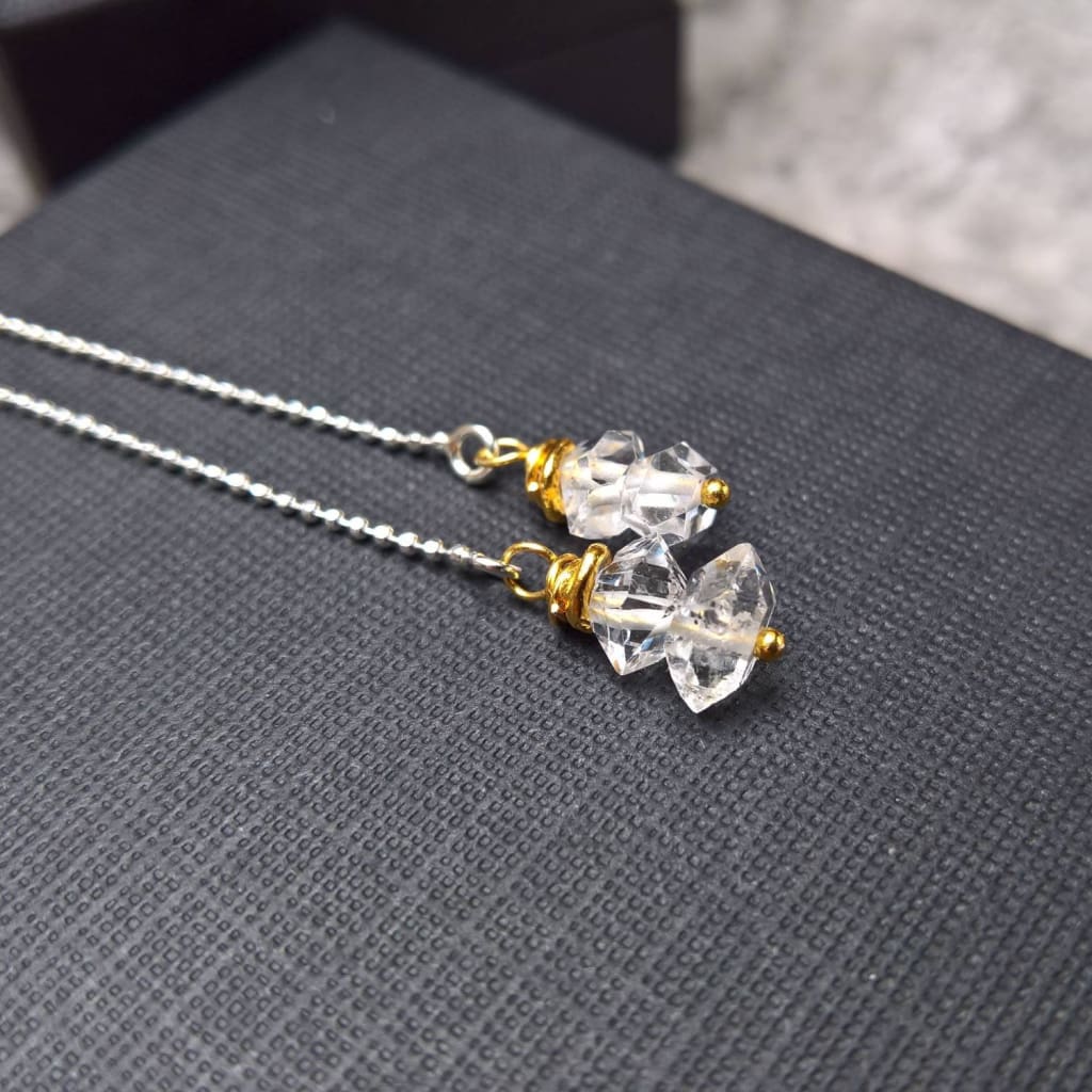 Herkimer diamond sterling silver threader earrings