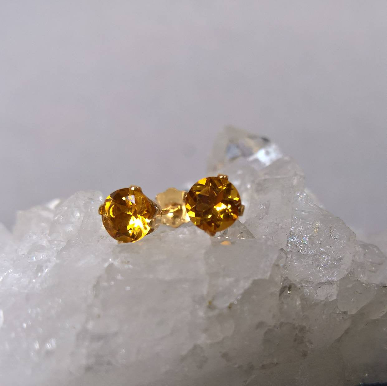 Citrine stud earrings in gold fill - 5mm or 6mm