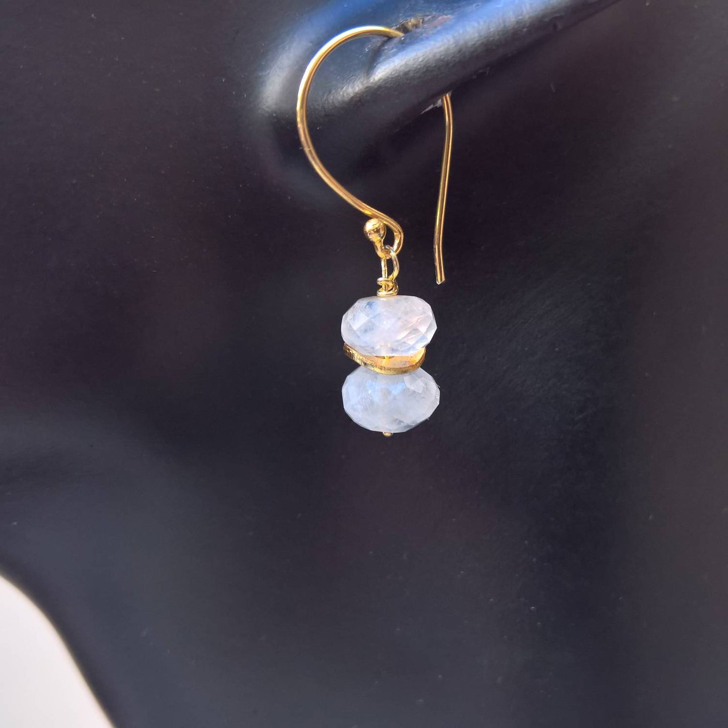 Rainbow moonstone drop earrings in gold vermeil
