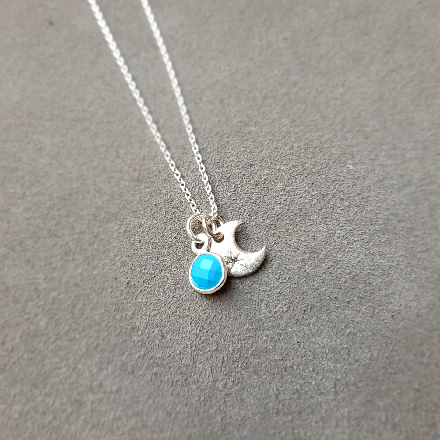 Moon phase turquoise pendant necklace sterling silver
