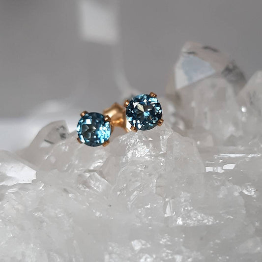 London blue topaz stud earrings - 4mm stud earrings silver or gold