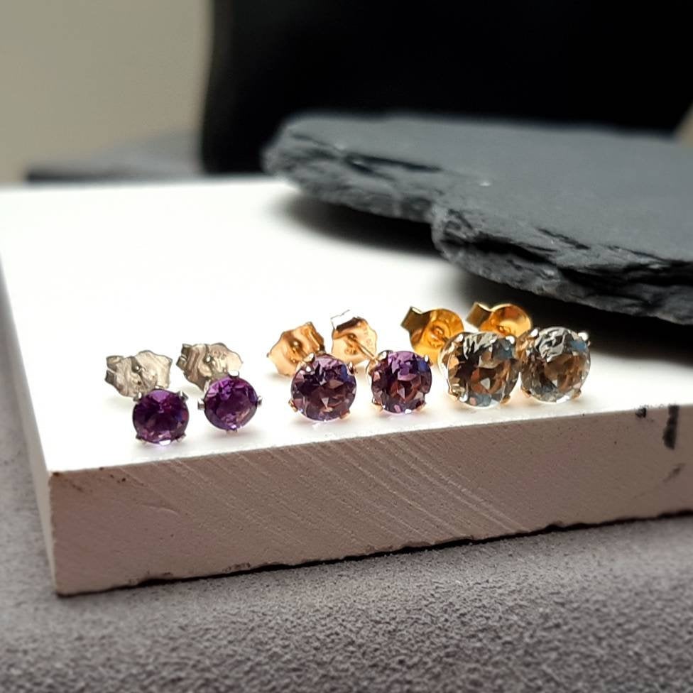 Amethyst gold filled stud earrings