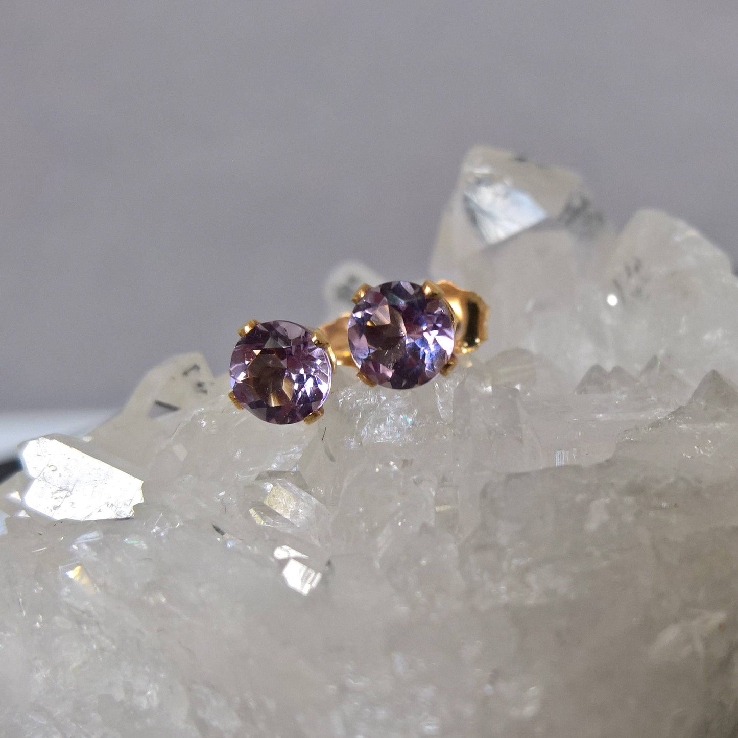 Amethyst gold filled stud earrings