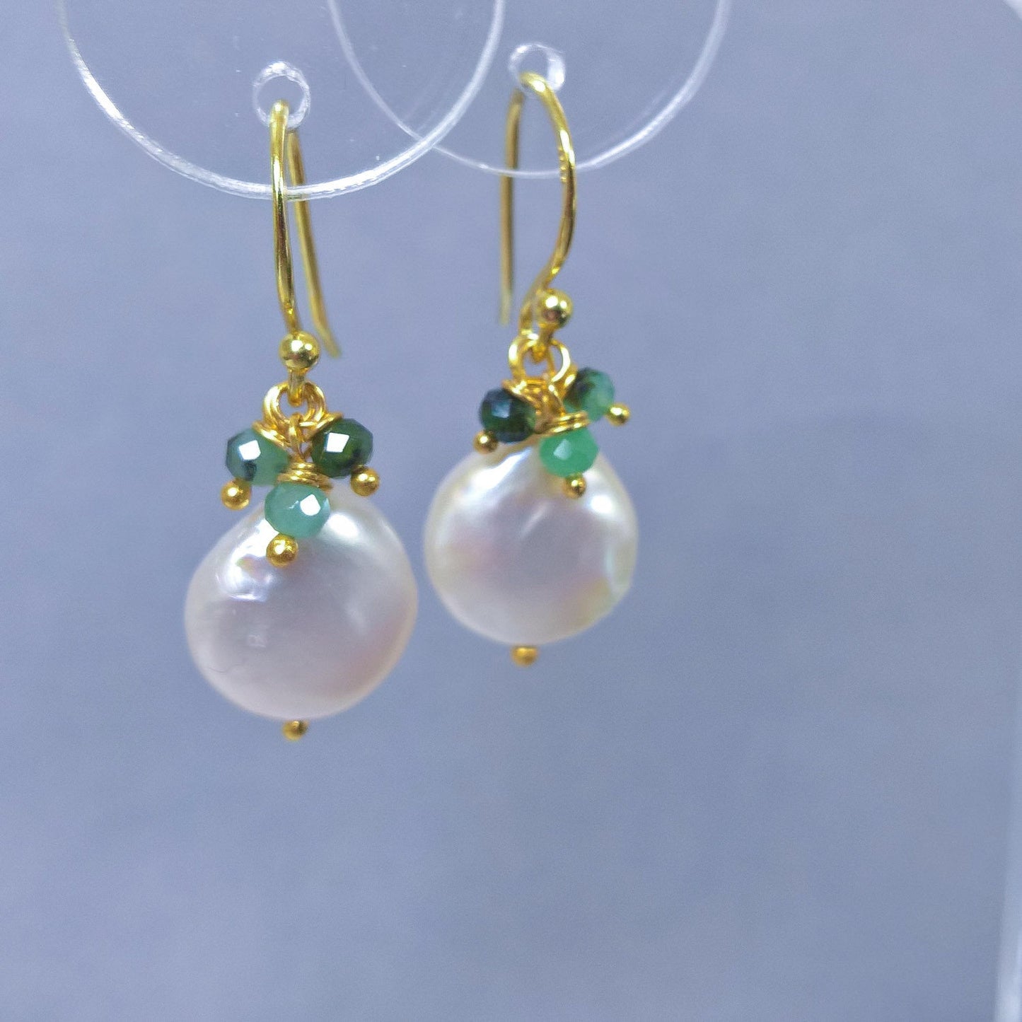 Pearl and Emerald drop earrings
