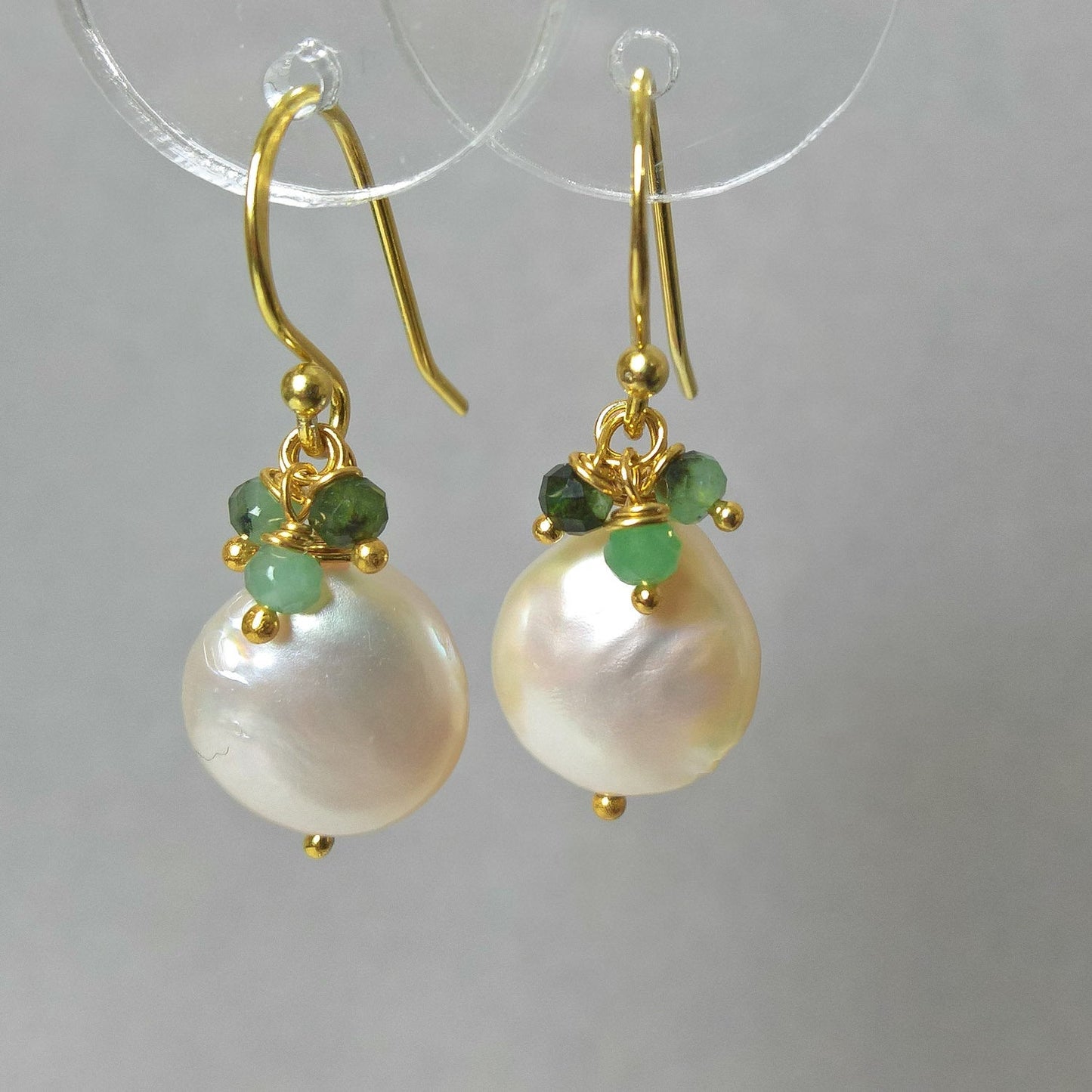 Pearl and Emerald drop earrings