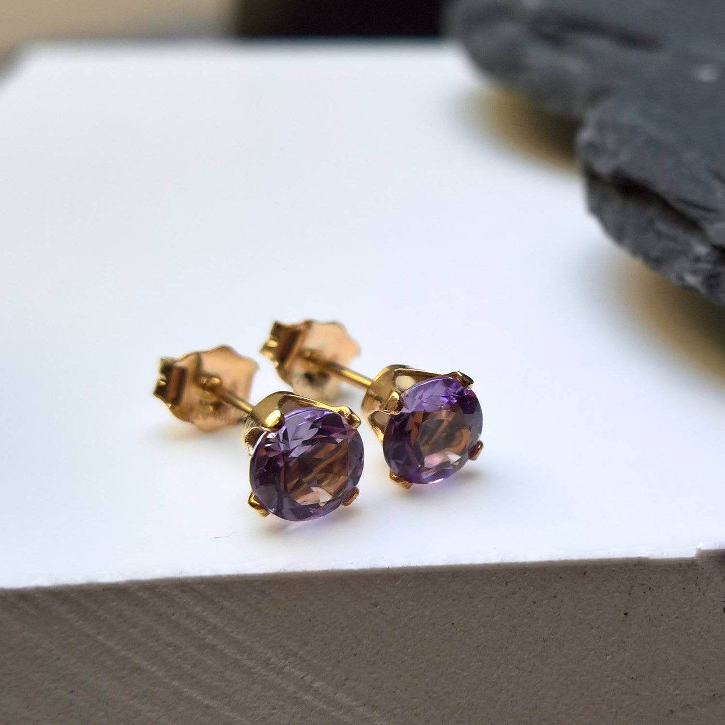 Amethyst gold filled stud earrings