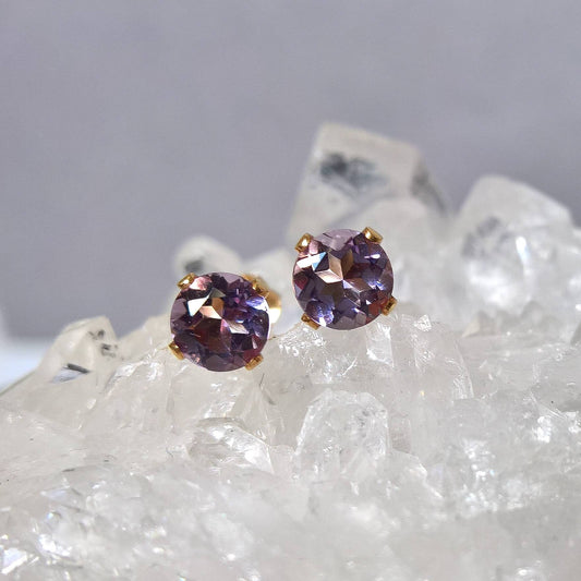 Amethyst gold filled stud earrings