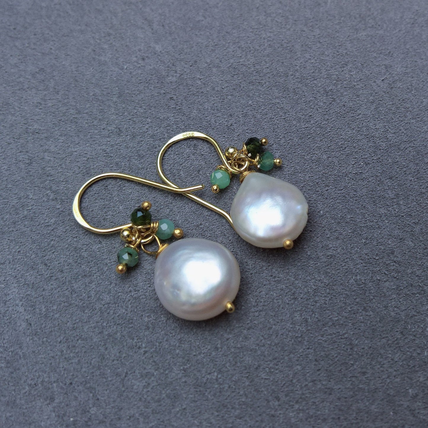 Pearl and Emerald drop earrings