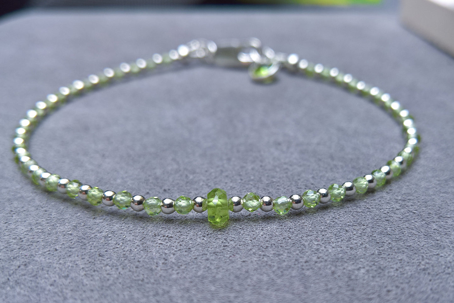 Peridot sterling silver stacking bracelet