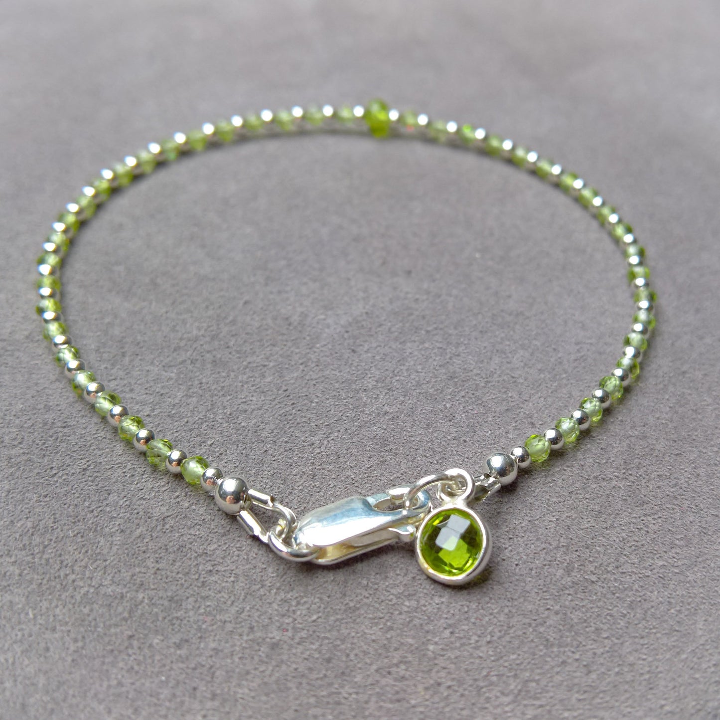 Peridot sterling silver stacking bracelet