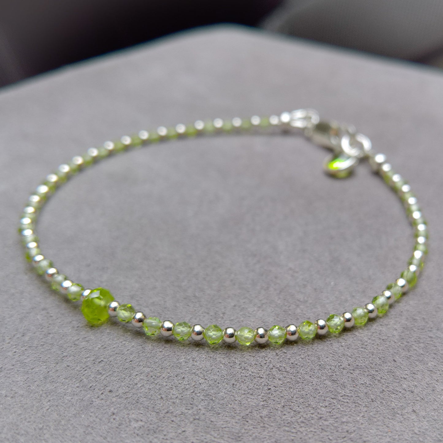 Peridot sterling silver stacking bracelet