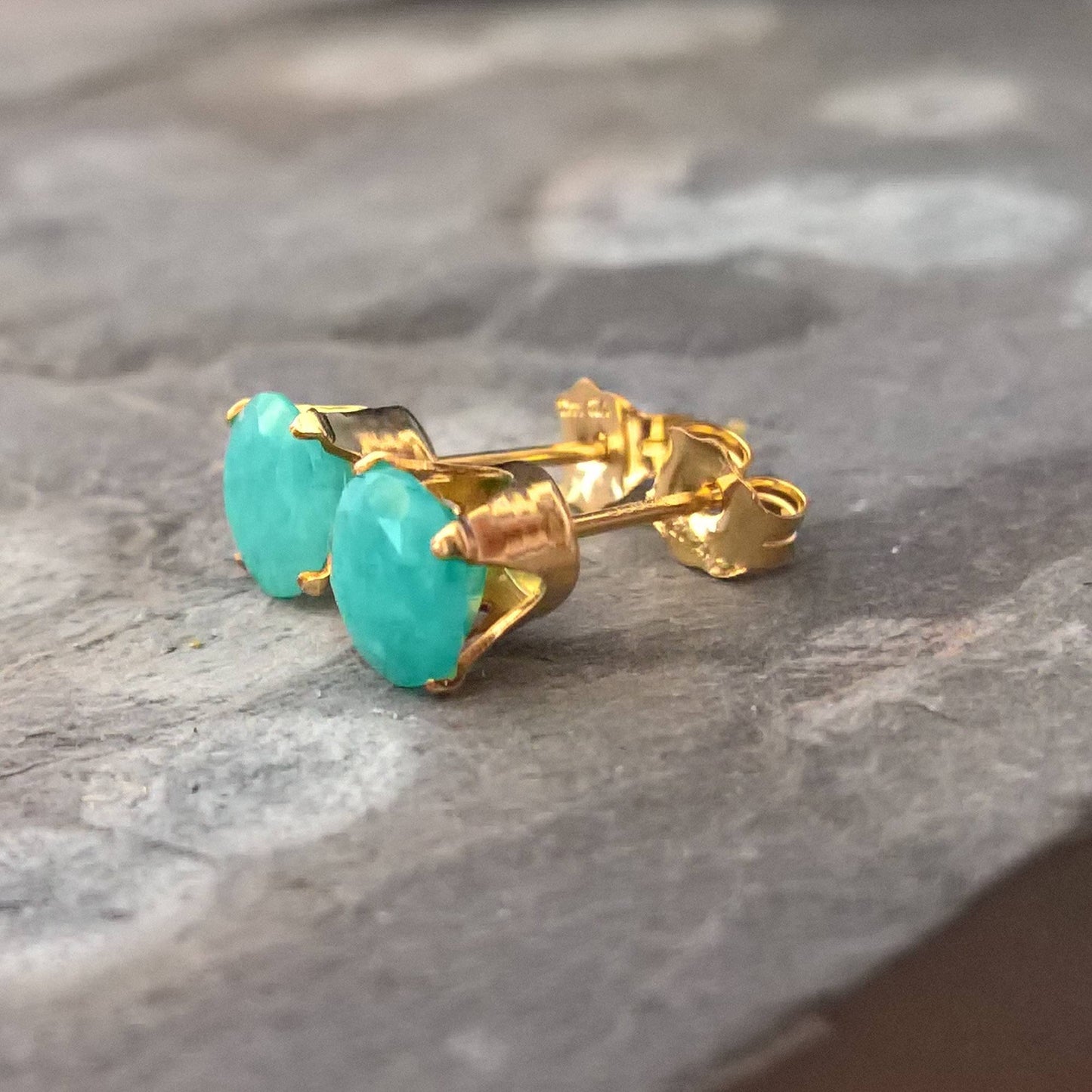 Amazonite stud earrings in sterling silver or gold filled