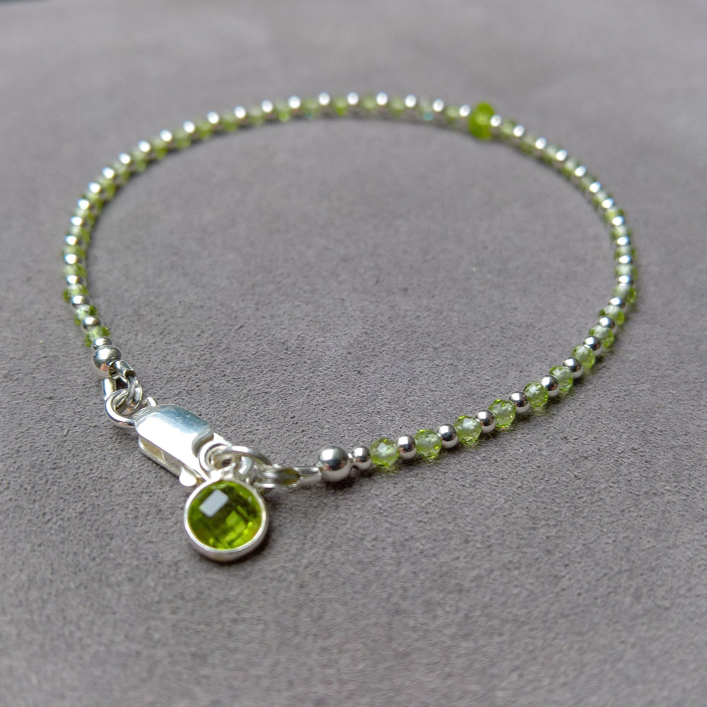 Peridot sterling silver stacking bracelet