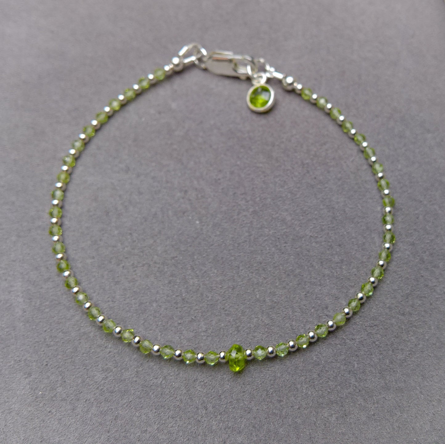 Peridot sterling silver stacking bracelet