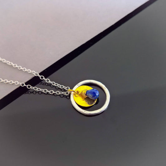 Lapis lazuli necklace sterling silver circle necklace