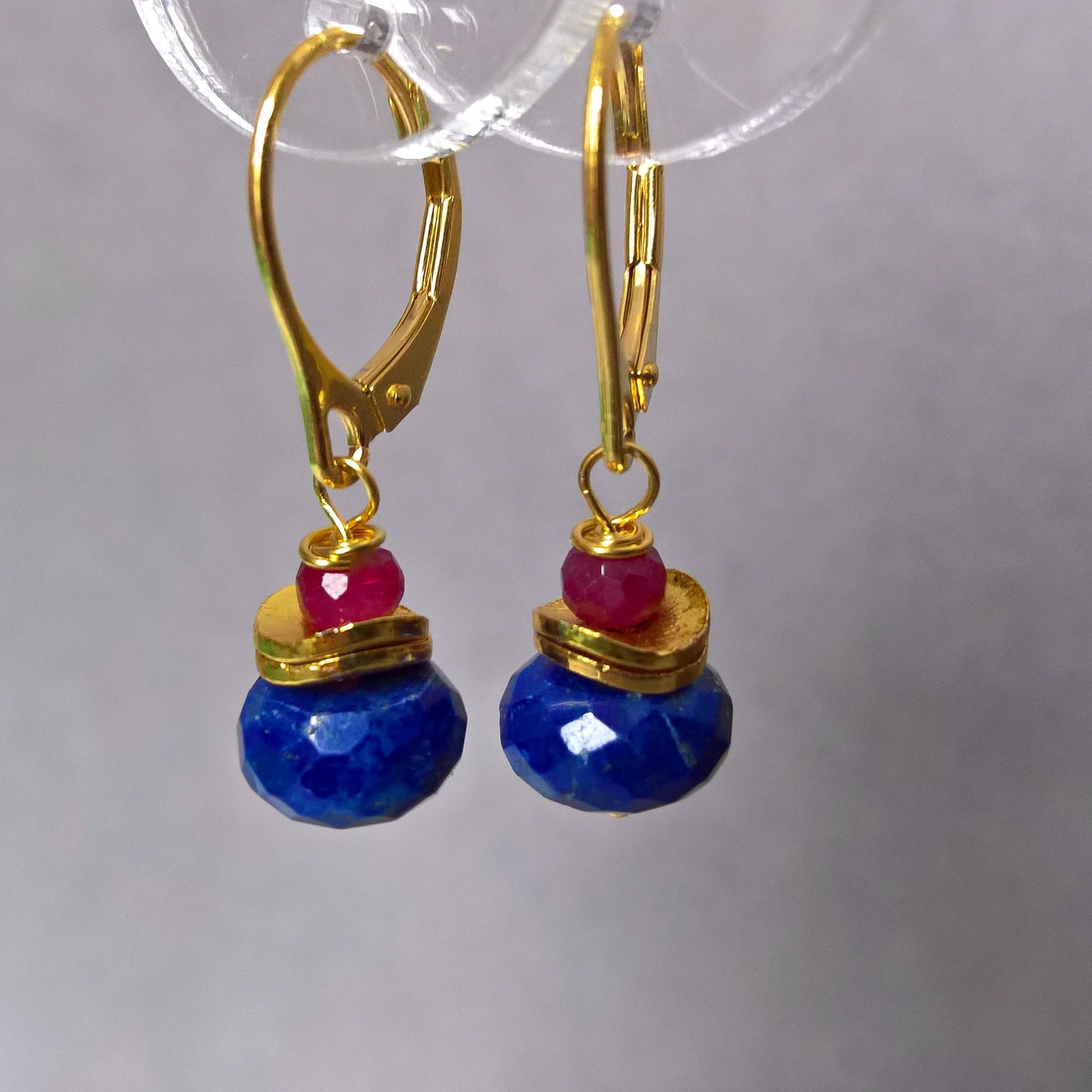 Lapis drop earrings, lapis lazuli dangle earrings, Christmas gifts for mum, delicate earrings gold vermeil silver, girlfriend gift birthday