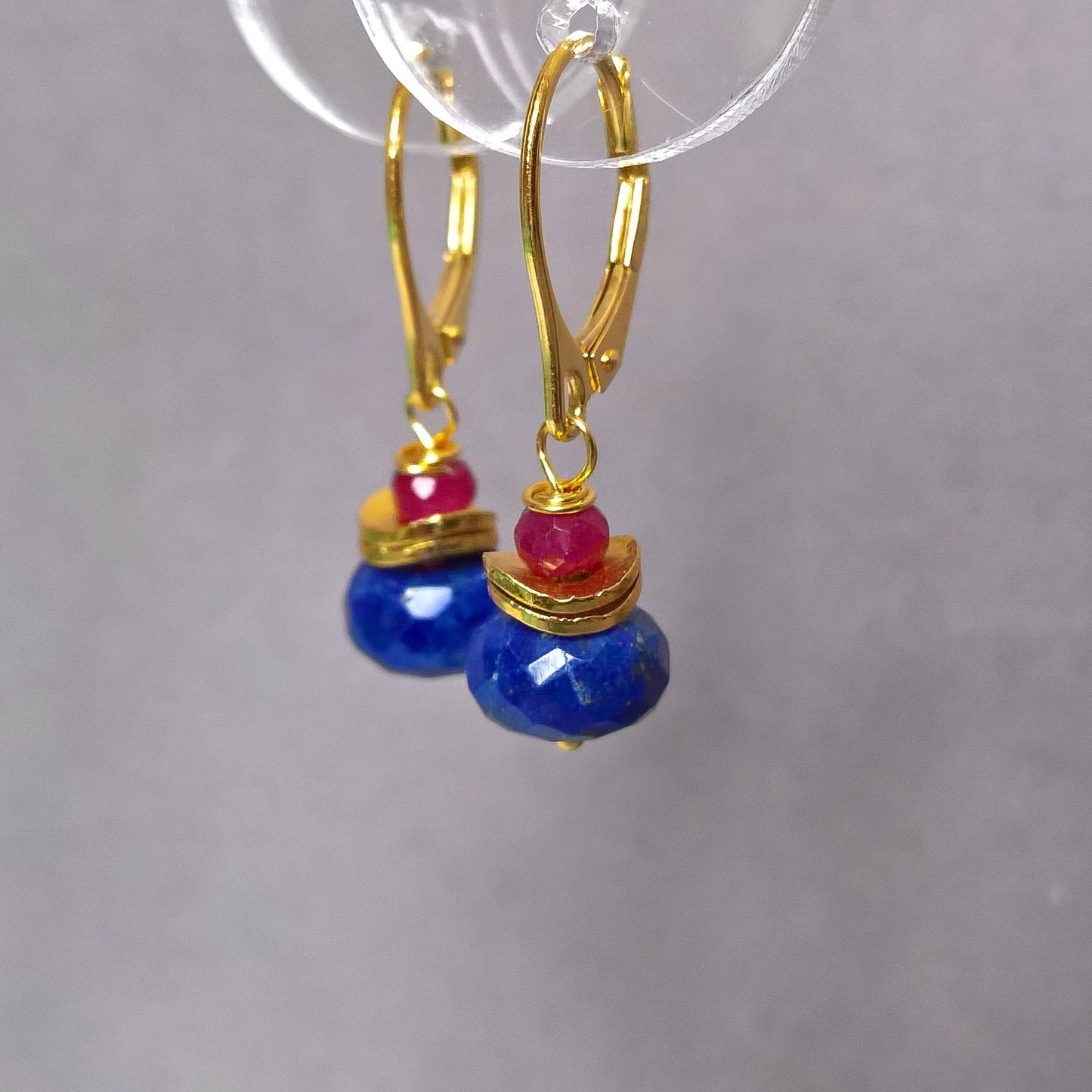 Lapis drop earrings, lapis lazuli dangle earrings, Christmas gifts for mum, delicate earrings gold vermeil silver, girlfriend gift birthday