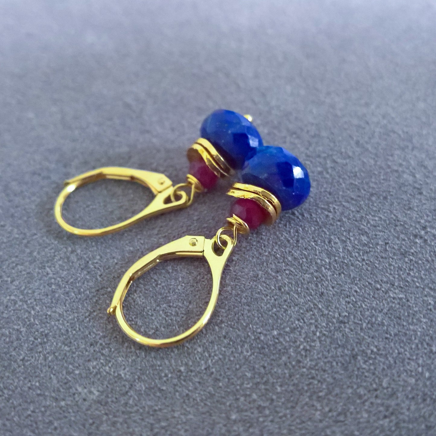 Lapis drop earrings, lapis lazuli dangle earrings, Christmas gifts for mum, delicate earrings gold vermeil silver, girlfriend gift birthday