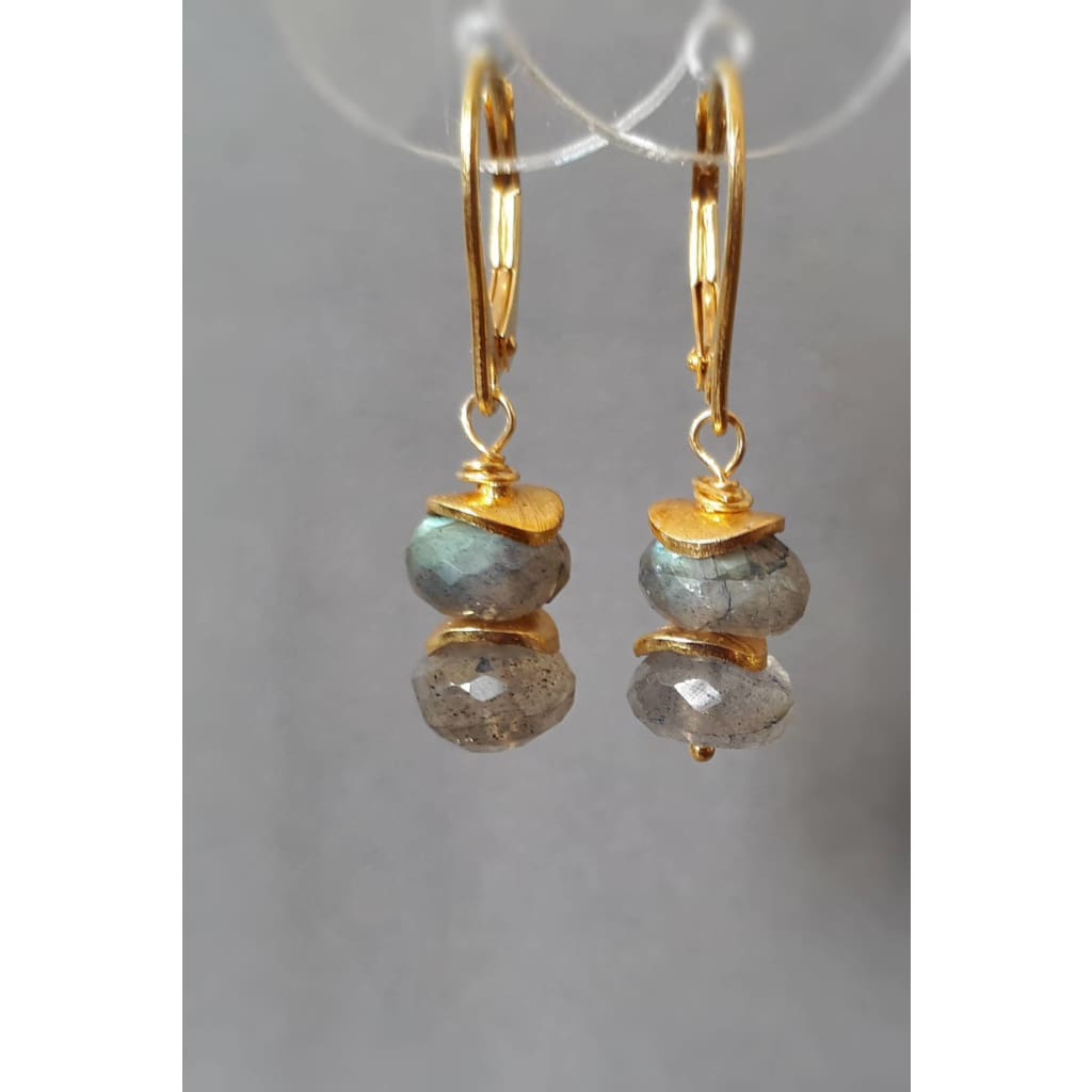 Labradorite dangle earrings in gold vermeil silver