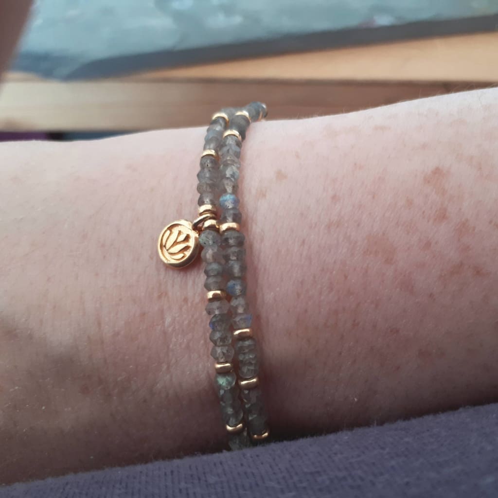Labradorite lotus multi-strand bracelet