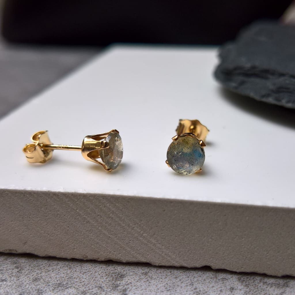 Labradorite stud earrings in 14k gold fill