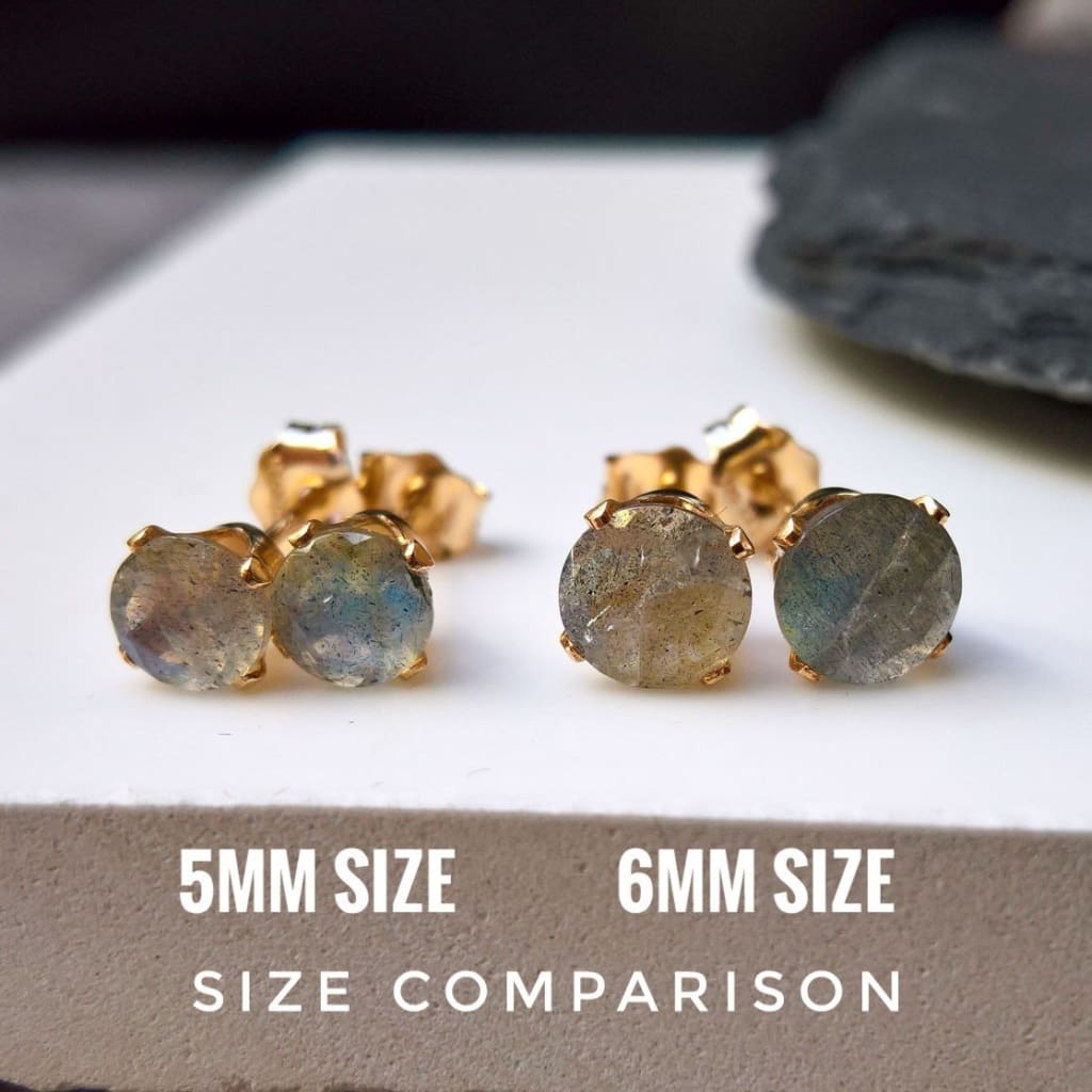 Labradorite stud earrings in 14k gold fill