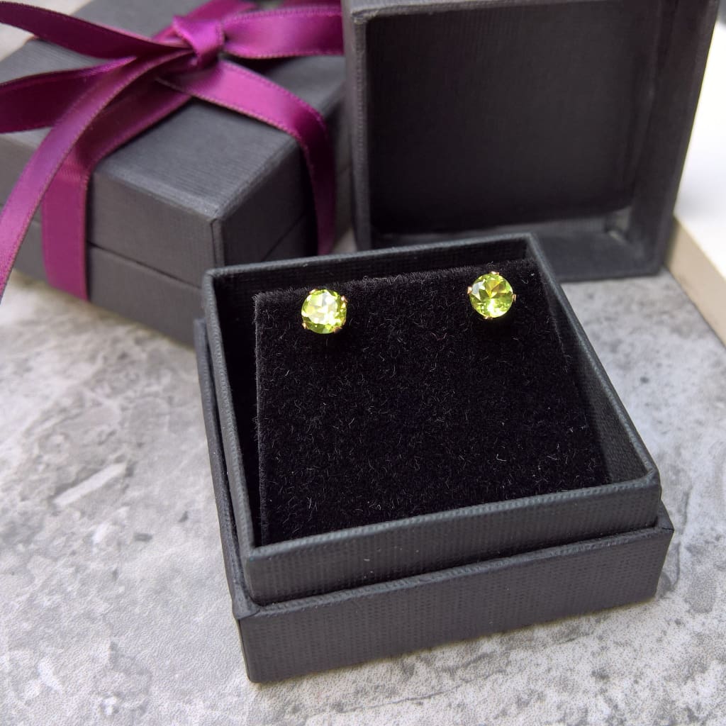 Peridot stud earrings in 14k gold fill