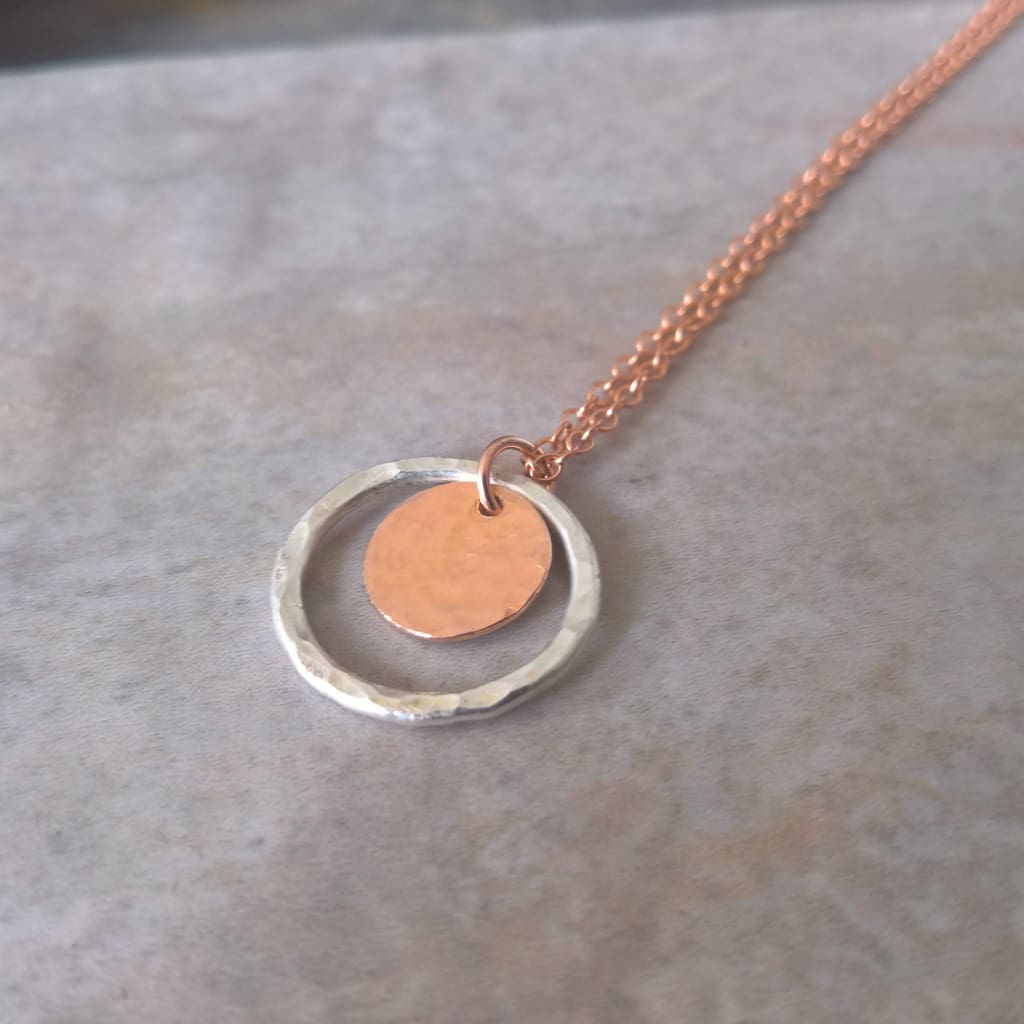 Rose gold circle necklace