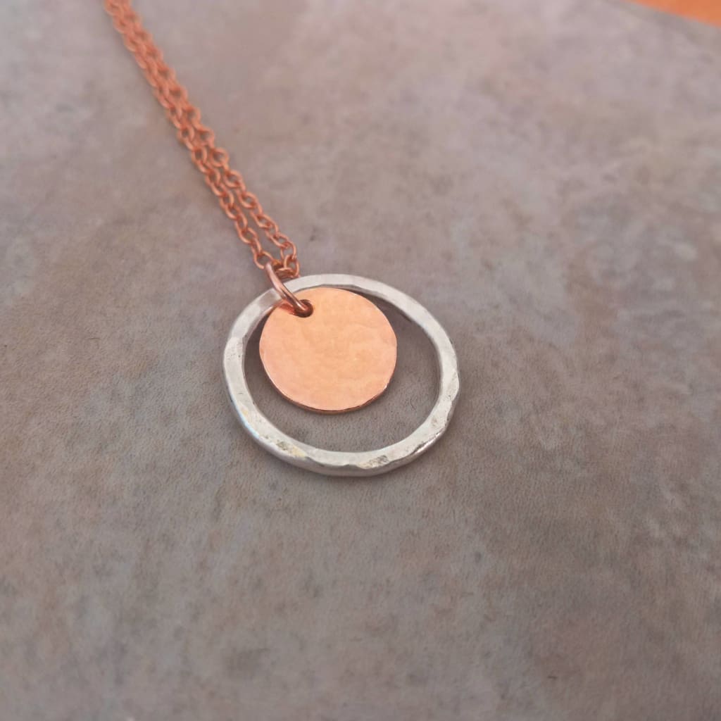 Rose gold circle necklace
