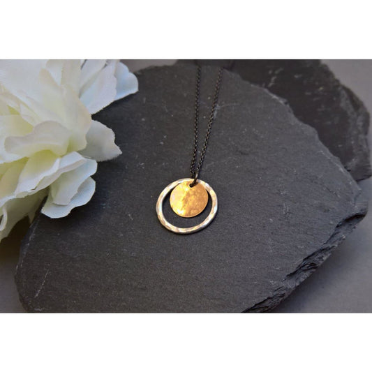 Silver and gold circle necklace